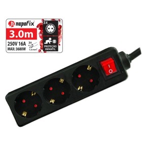 Extensão Eléctrica Napofix  3 Tomadas Preto