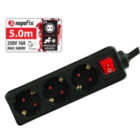 Extensão Eléctrica Napofix 3 Tomadas Preto