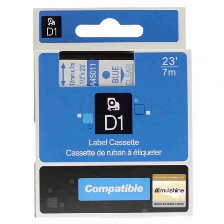 DYMO 45011 Blue/Transparent Fita Laminada Compatível