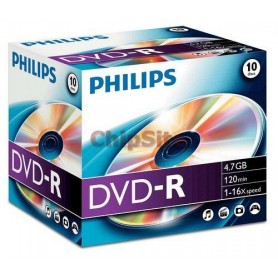 PHILIPS DVD-R 4,7GB 16X Jewel Case (10 unidades)