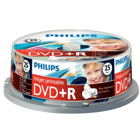 PHILIPS DVD+R 4,7GB 16x Printable mate Cakebox (25 unidades)