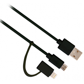 Ewent Cabo de carregamento/sincronização 2 em 1 Lightning + Micro USB