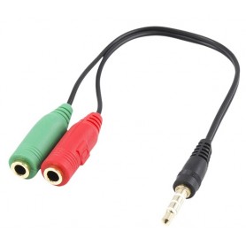 Ewent Cabo Adaptador Aúdio, 1x 3.5 mm AUX 4-pin M - 2x 3.5 mm AUX 3-pin F