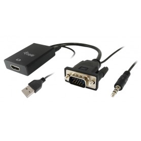 Equip  Adaptador VGA / HDMI M/F c/Audio Preto
