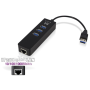 Hub Ewent USB 3.1 Gen1 3 portas + 1 porta Gigabit Lan