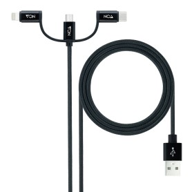 Nanocable Cabo USB 3 em 1 USB-A para USB-C/Micro USB/Lightning 1m