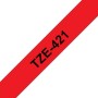 Brother TZE421 Fita Laminada  Black / Red Original
