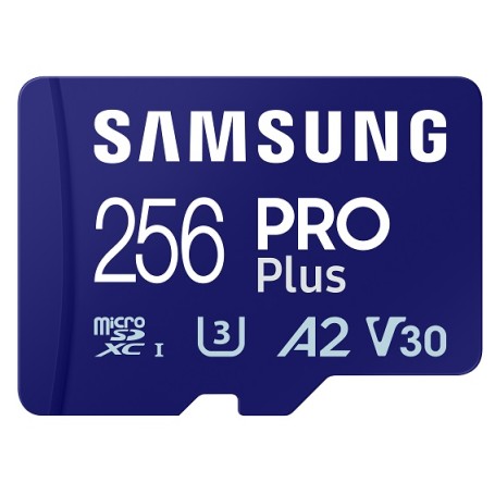 MicroSD Samsung 256GB Pro Plus UHS-I SDHC U3 V30 A2 c/adaptador